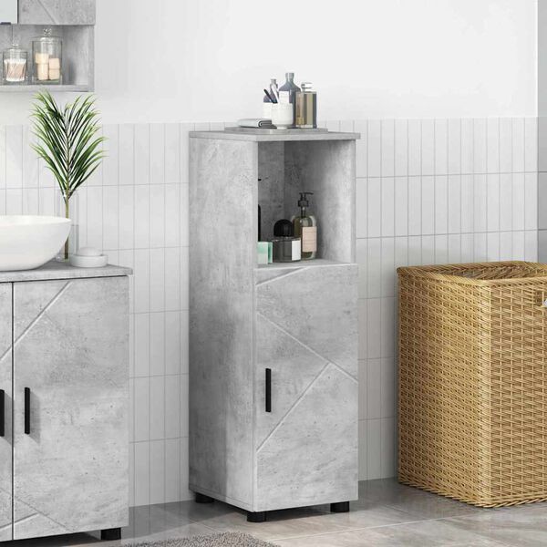 vidaXL Cabinet de salle de bain avec porte Gris b&eacute;ton 30 x 35 x 95 cm