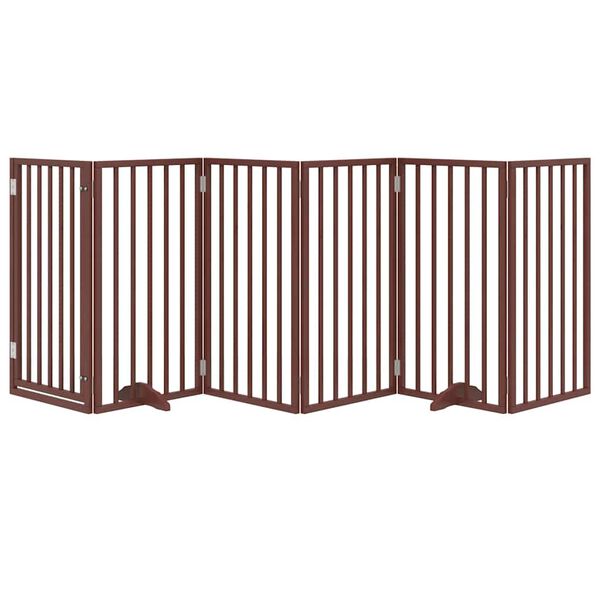 vidaXL Porte pour chien pliable &agrave; 6 panneaux, marron, 300 cm, bois de peuplier