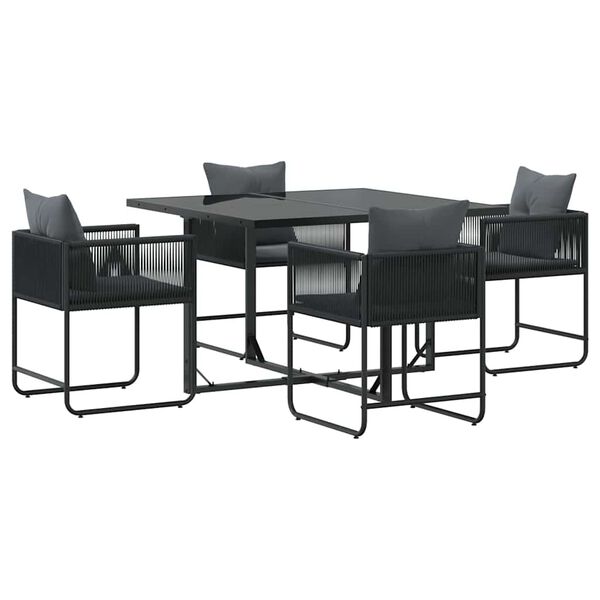 vidaXL Ensemble de salle à manger pour jardin 5 pcs Noir Acier
