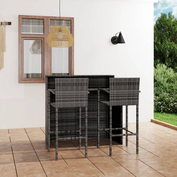 vidaXL Ensemble de bar de jardin 3 pcs Gris