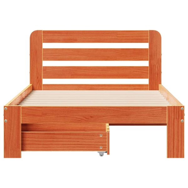 vidaXL Cadre de lit sans matelas cire marron 75x190 cm bois pin massif