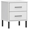 vidaXL Table de chevet avec pieds en m&eacute;tal Blanc Bois pin massif OSLO