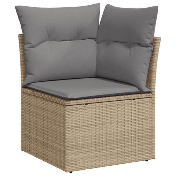 vidaXL Salon de jardin et coussins 10 pcs m&eacute;lange beige r&eacute;sine tress&eacute;e