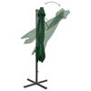 vidaXL Parasol de jardin en porte-&agrave;-faux et m&acirc;t et lumi&egrave;res LED vert