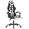 vidaXL Chaise de jeu pivotante et repose-pied Noir et blanc Similicuir