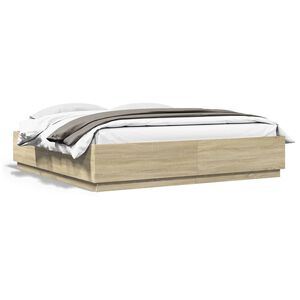 vidaXL Cadre de lit sans matelas ch&ecirc;ne sonoma 200x200 cm