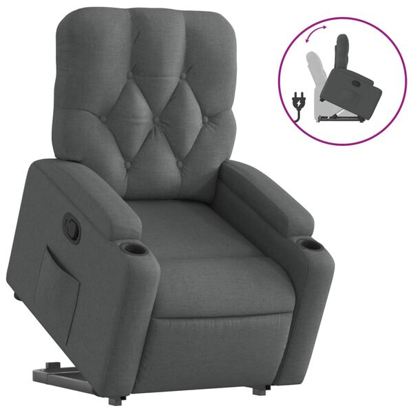 vidaXL Fauteuil inclinable Gris fonc&eacute; Tissu