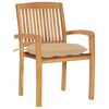 vidaXL Chaises de jardin lot de 2 et coussins beige Bois teck massif