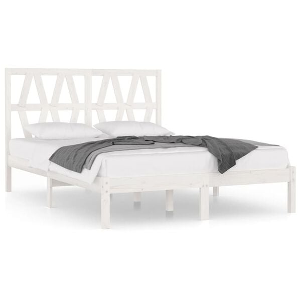 vidaXL Cadre de lit sans matelas blanc bois massif 120x200 cm