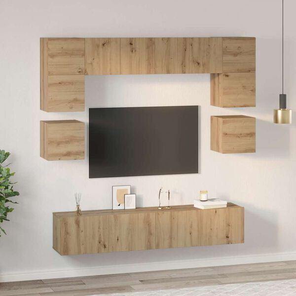 vidaXL Ensemble meuble TV 8 pcs Ch&ecirc;ne artisanal Bois d'ing&eacute;nierie