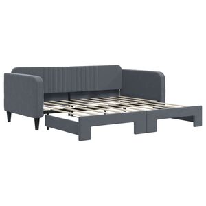 vidaXL Lit de jour avec gigogne sans matelas gris fonc&eacute; 90x190 cm