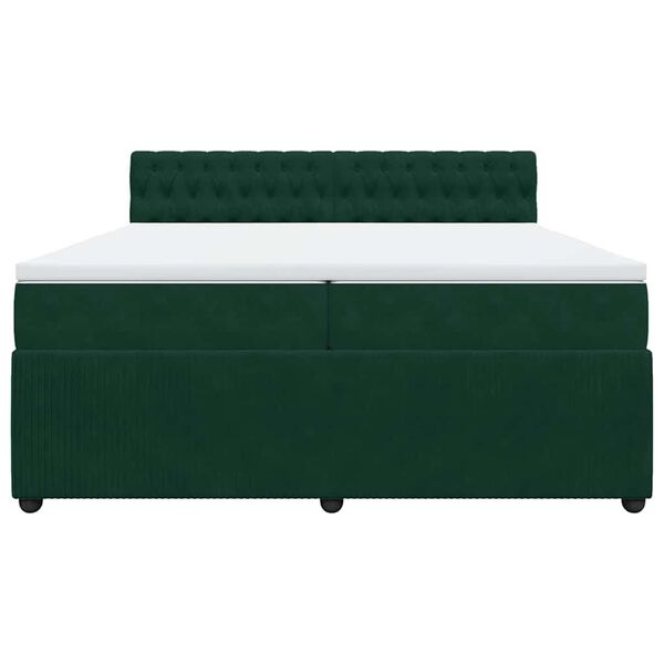 vidaXL Sommier &agrave; lattes de lit et matelas Vert fonc&eacute; 200x200cm Velours