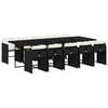 vidaXL Ensemble &agrave; manger de jardin 11 pcs coussins noir r&eacute;sine tress&eacute;e