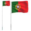 vidaXL Drapeau du Portugal et mât 5,55 m Aluminium