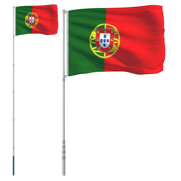 vidaXL Drapeau du Portugal et mât 5,55 m Aluminium