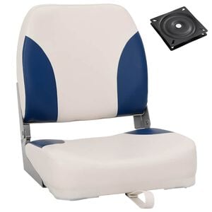 vidaXL Si&egrave;ge de bateau pliable 1 ensemble oreiller bleu blanc
