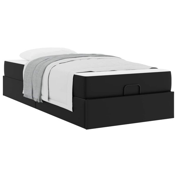 vidaXL Cadre de lit avec matelas avec matelas 2 pcs Noir PVC