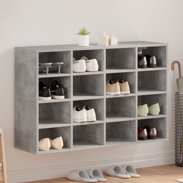 vidaXL Cabinet &agrave; chaussures avec &eacute;tag&egrave;re Gris b&eacute;ton 103 x 30 x 67 cm