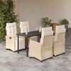 vidaXL Ensemble &agrave; manger de jardin avec coussins 5pcs Beige poly rotin