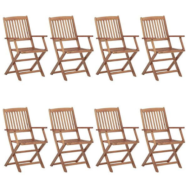 vidaXL Chaises pliables de jardin lot de 8 avec coussins Bois d'acacia