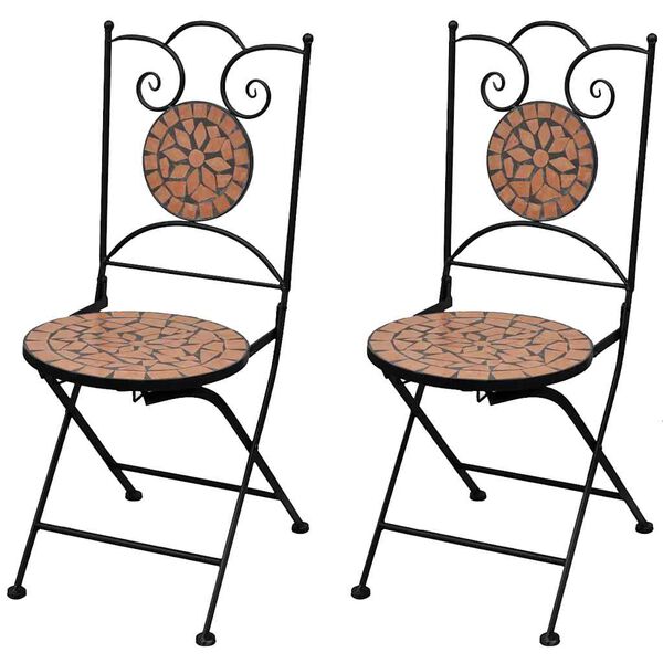 vidaXL Chaises pliables de bistro 2 pcs C&eacute;ramique Terre cuite