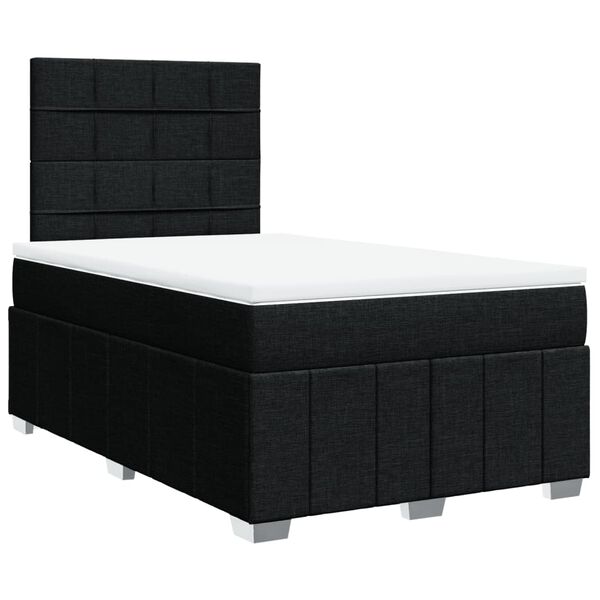 vidaXL Sommier &agrave; lattes de lit avec matelas Noir 120x200 cm Tissu