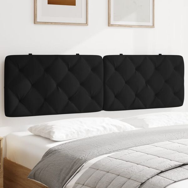 vidaXL Coussin de tête de lit noir 180 cm velours