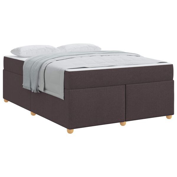 vidaXL Cadre de lit avec matelas Marron fonc&eacute; 140 x 200 cm tissu