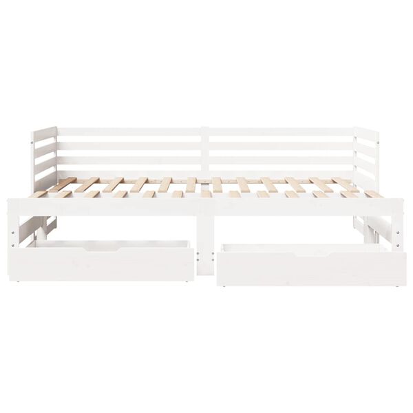 vidaXL Lit de jour et tiroirs sans matelas blanc 90x200 cm bois massif