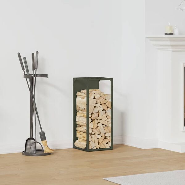 vidaXL Portant de bois chauffage vert olive 25x25x60 cm