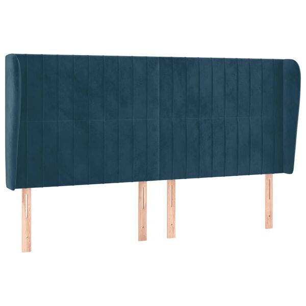 vidaXL T&ecirc;te de lit avec oreilles Bleu fonc&eacute; 203x23x118/128 cm Velours