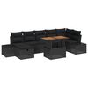 vidaXL Ensemble de canap&eacute; de jardin 8 pc Noir polyrotin