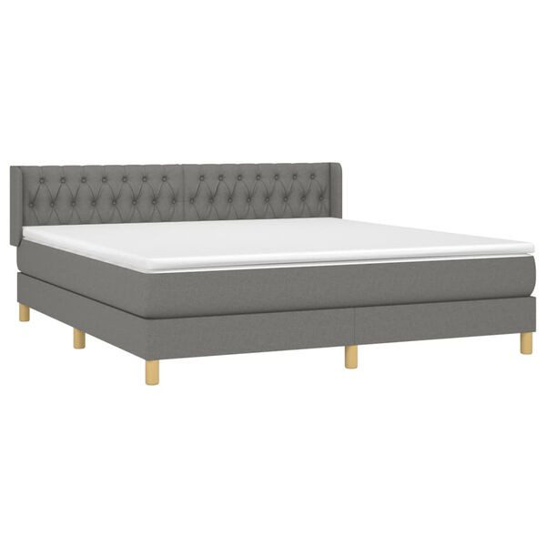 vidaXL Sommier &agrave; lattes de lit avec matelas Gris fonc&eacute; 180x200cm Tissu