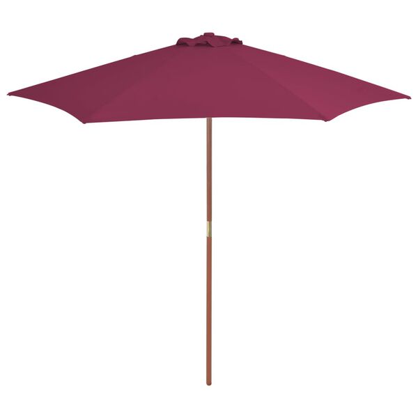 vidaXL Parasol d'ext&eacute;rieur avec m&acirc;t en bois 270 cm rouge bordeaux