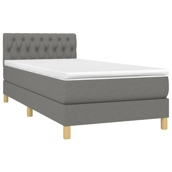 vidaXL Sommier &agrave; lattes de lit avec matelas et LED Gris fonc&eacute; 90x200cm