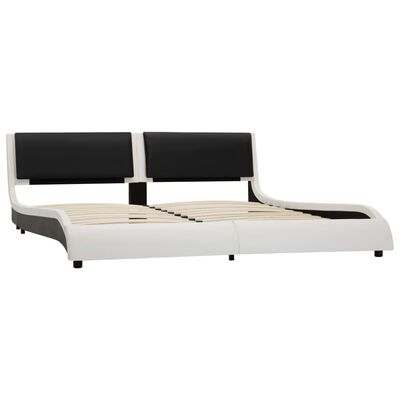 vidaXL Cadre de lit avec LED Blanc et noir Similicuir 180 x 200 cm