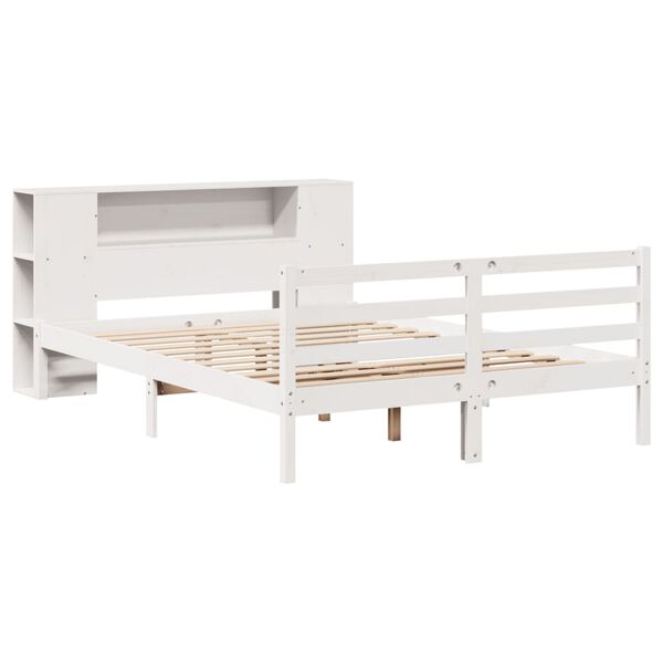 vidaXL Lit bibliothèque sans matelas blanc 120x200 cm bois pin massif