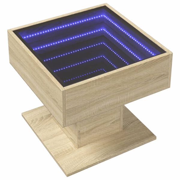 vidaXL Table basse avec LED ch&ecirc;ne sonoma 50x50x45 cm bois d'ing&eacute;nierie