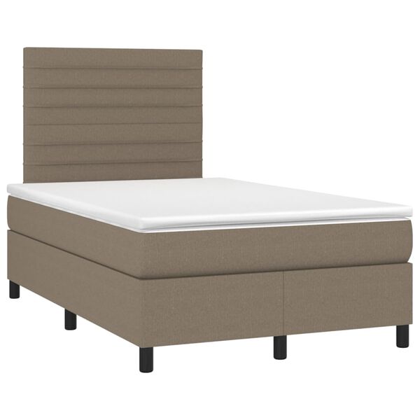 vidaXL Sommier &agrave; lattes de lit et matelas et LED Taupe 120x200cm Tissu