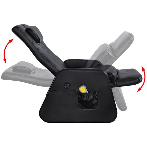 vidaXL Fauteuil de massage Noir Similicuir