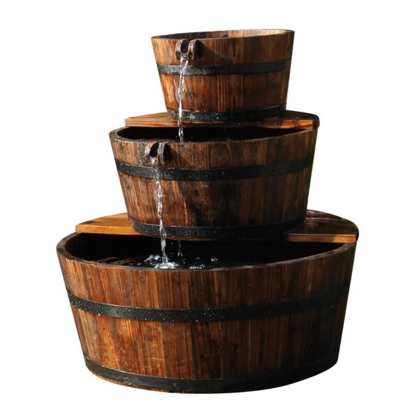 Ubbink Fontaine &agrave; cascade de jardin en forme de 3 barils Bois