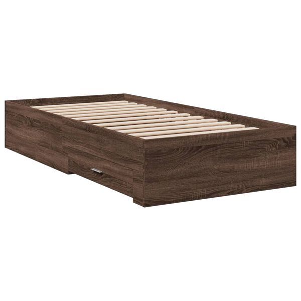 vidaXL Cadre de lit avec tiroirs sans matelas chêne marron 75x190 cm