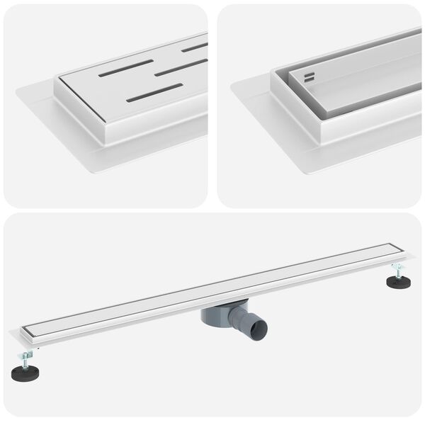 vidaXL &Eacute;vacuation de douche 2-en-1 avec siphon &agrave; 360&deg; Argent&eacute; 100 cm