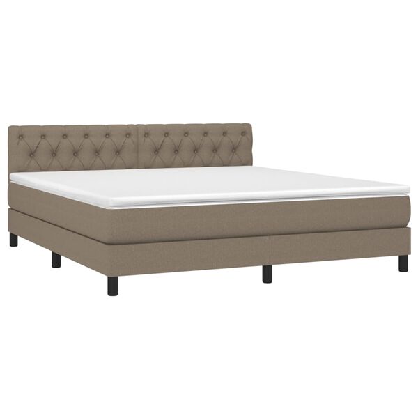 vidaXL Sommier &agrave; lattes de lit avec matelas LED Taupe 160x200 cm Tissu