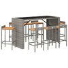 vidaXL Ensemble de bar jardin 9 pcs gris poly rotin/bois massif acacia
