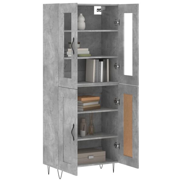 vidaXL Buffet haut Gris b&eacute;ton 69,5x34x180 cm Bois d'ing&eacute;nierie