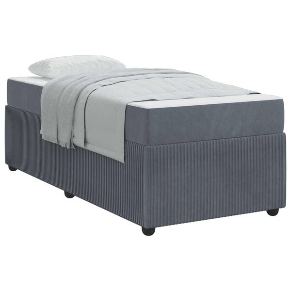 vidaXL Cadre de lit avec matelas Gris fonc&eacute; 90 x 200 cm tissu
