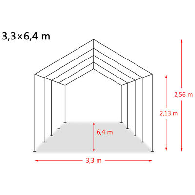 vidaXL Tente amovible pour bétail PVC 550 g/m² 3,3 x 6,4 m Vert foncé