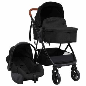 vidaXL Poussette pour b&eacute;b&eacute; 3-en-1 Anthracite et noir Acier