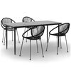 vidaXL Ensemble &agrave; manger de jardin 5 pcs Noir Rotin PVC
